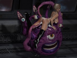 3d blonde chick fucked by a tentacles monster